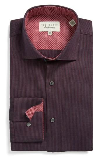 Men's Ted Baker London Endurance Trim Fit Pattern Dress Shirt .5 - 34/35 - Red