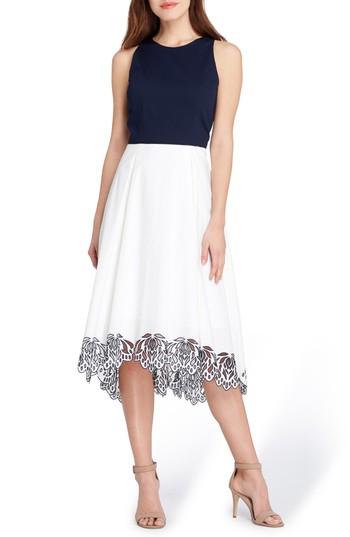 Women's Tahari Sleeveless Floral Hem Midi Dress - Blue