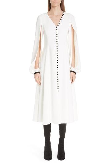 Women's Adeam Button Front Split Sleeve Dress - White