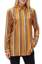 Women's Lafayette 148 New York Barry Trailblazer Stripe Silk Blouse - Yellow