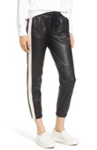 Women's David Lerner Side Stripe Faux Leather Jogger Pants - Black