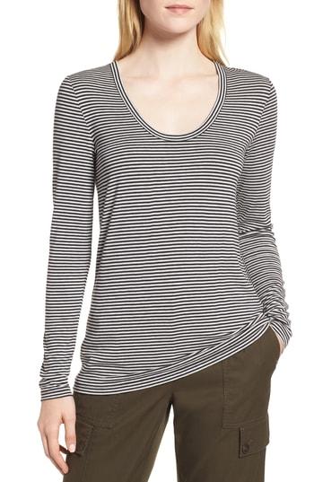 Women's Nordstrom Signature Long Sleeve Stripe Tee - Blue