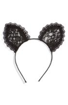 Cara Lace Cat Ears Headband, Size - Black
