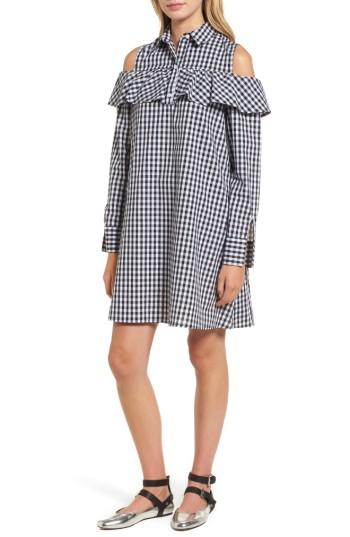 Women's Bp. Ruffle Cold Shoulder Dress, Size - Black