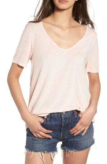 Women's Bp. Raw Edge V-neck Tee, Size - Pink