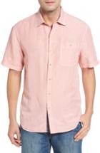 Men's Tommy Bahama Sand Standard Fit Check Linen Blend Sport Shirt - Orange
