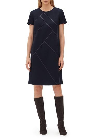 Women's Lafayette 148 New York Nouveau Crepe Shift Dress - Blue
