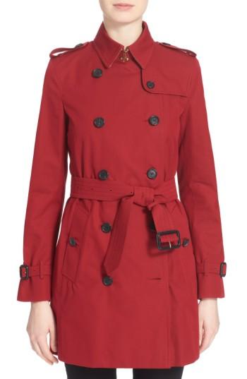 Women's Burberry Kensington Mid Trench Coat - Red