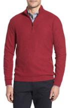 Men's David Donahue Honeycomb Merino Wool Quarter Zip Pullover, Size - Burgundy