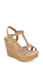 Women's Love And Liberty 'violet' Spiked T-strap Wedge Sandal M - Brown