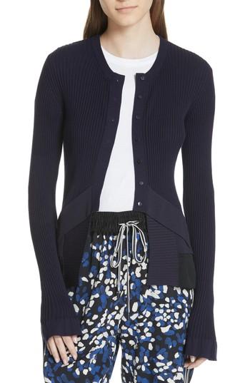 Women's 3.1 Phillip Lim Layered Hem Silk Blend Cardigan - Blue