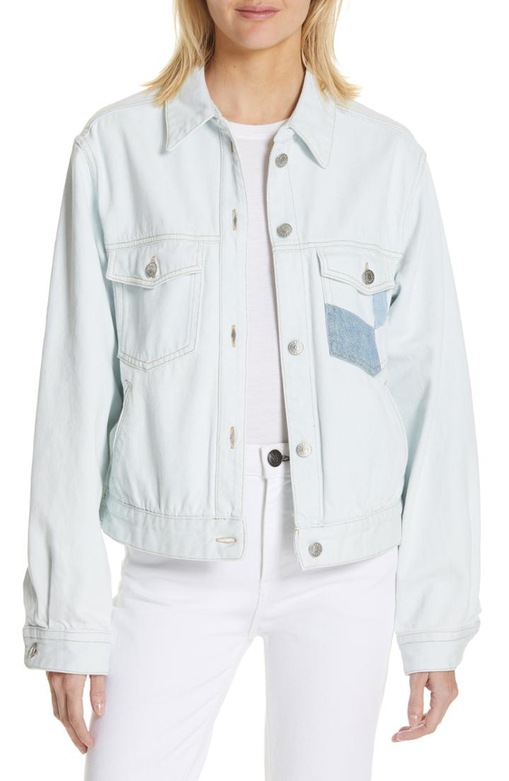 Women's Isabel Marant Etoile Lindya Patchwork Denim Jacket Us / 34 Fr - Blue