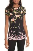 Women's Ted Baker London Peach Blossom Fitted Tee - Black