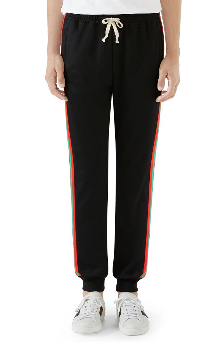 Men's Gucci Web Stripe Sweatpants - Black