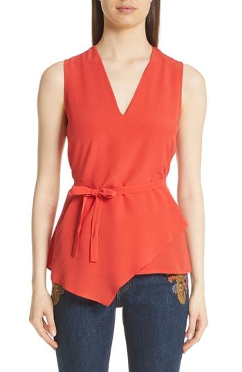 Women's Etro Tie Waist Silk Blouse Us / 38 It - Orange