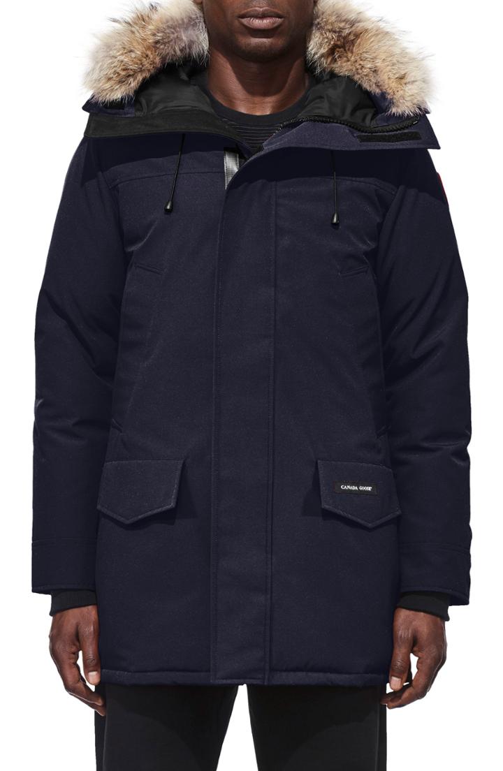 Men's Canada Goose Langford Slim Fit Parka With Genuine Coyote Fur Trim - Blue