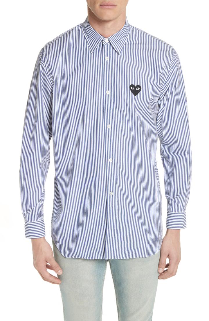 Men's Comme Des Garcons Play Stripe Woven Shirt