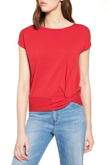 Women's Halogen Twist Front Cotton Sweater - Red