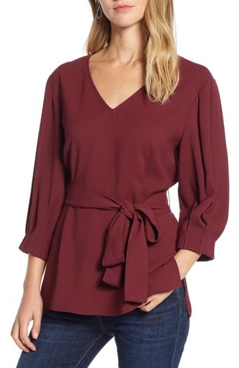 Women's Halogen Tie-waist Top - Burgundy
