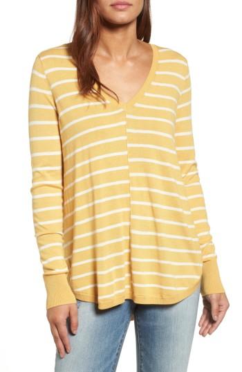 Women's Caslon High-low V-neck Sweater - Yellow
