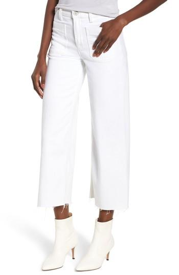 Women's Hudson Jeans Holly High Waist Raw Hem Crop Wide Leg Jeans - White