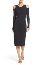 Petite Women's Eliza J Cold Shoulder Knit Body-con Dress P - Black