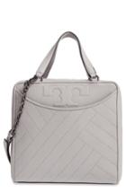 Tory Burch Chevron Quilted Leather Satchel - Grey