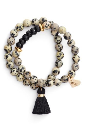 Women's Love's Affect Set Of 2 Semiprecious Stone Tassel Bracelets
