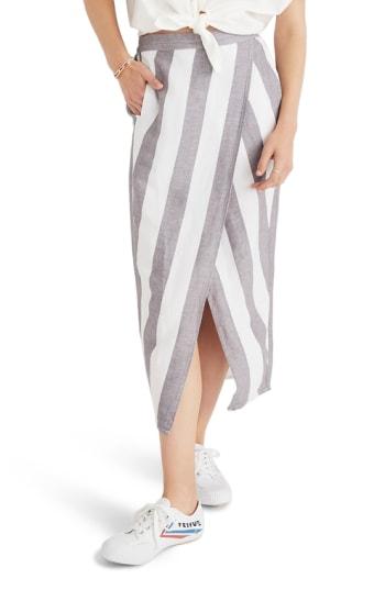 Women's Madewell Stripe Overlay Skirt - Grey