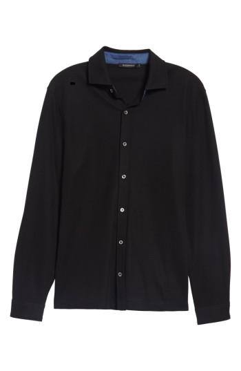 Men's Bugatchi Classic Fit Pique Knit Shirt, Size - Black
