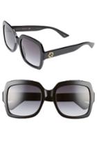 Women's Gucci 54mm Square Sunglasses - Black/ Grey