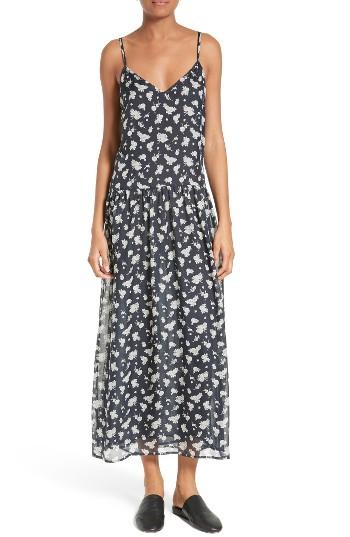 Women's Vince Calico Floral Drop Waist Silk Slipdress