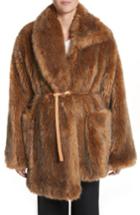 Women's Isa Arfen Asymmetric Faux Fur Coat Us / 10 Uk - Brown