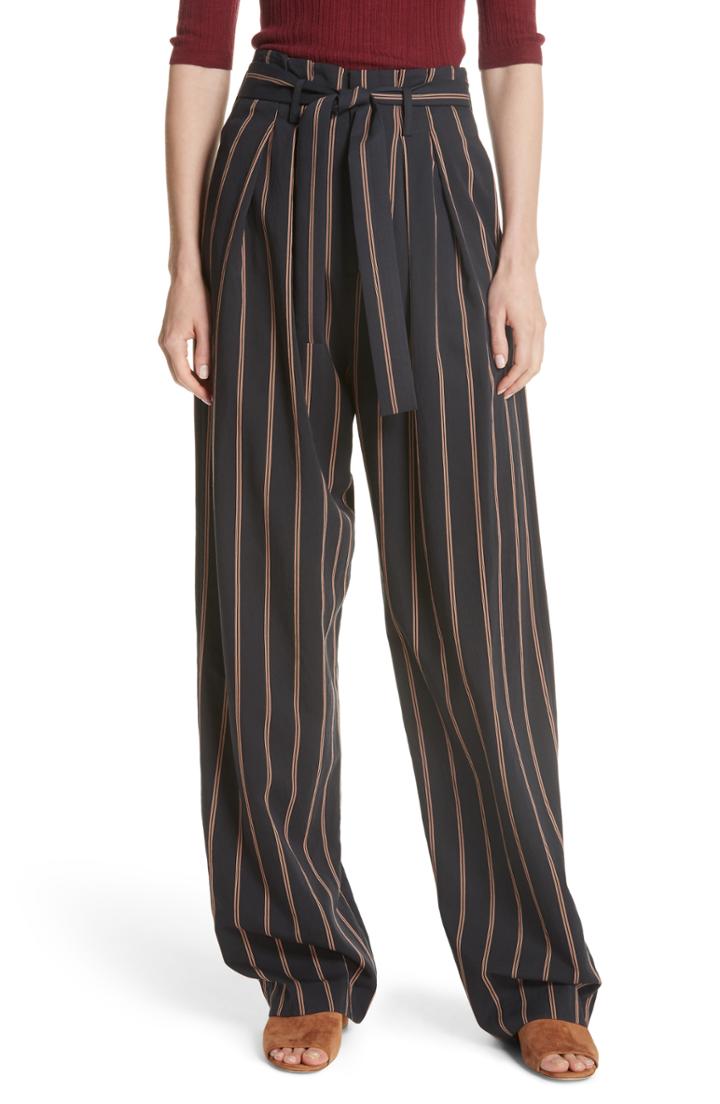 Women's Vince Belted Stripe Wide Leg Pants