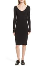 Women's Helmut Lang Double V-neck Wool Blend Dress - Black