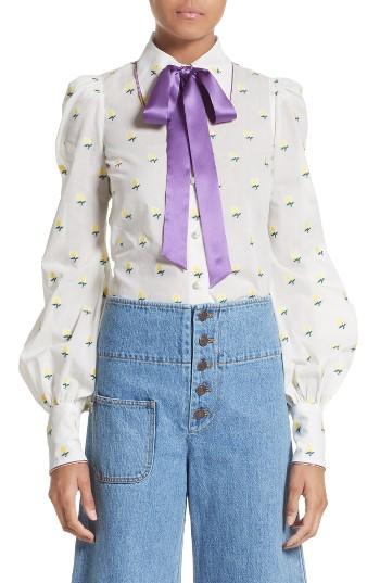 Women's Marc Jacobs Rose Fil Coupe Bishop Sleeve Blouse