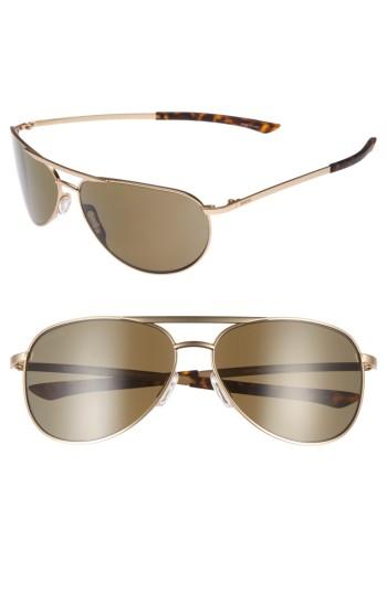 Women's Smith Serpico Slim 2.0 60mm Chromapop Polarized Aviator Sunglasses - Gold/ Brown Polar