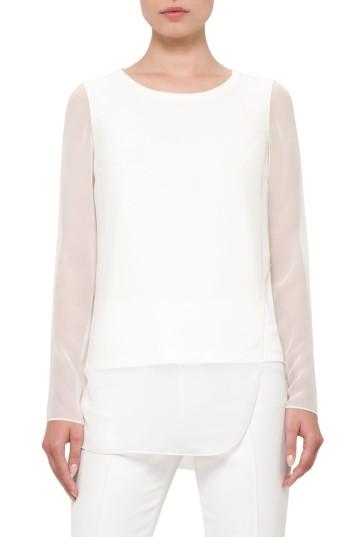 Women's Akris Punto Sheer Panel Shirt - Ivory