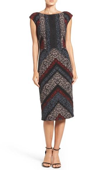 Women's Maggy London Print Crepe Midi Dress - Black