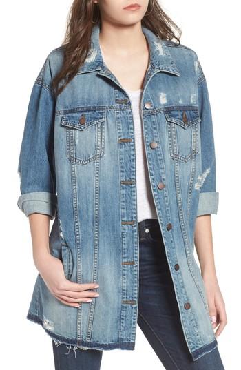 Women's Sts Blue Long Denim Boyfriend Jacket - Blue