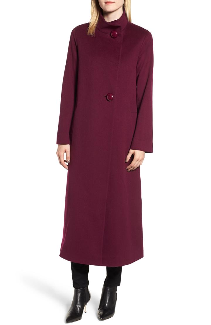 Petite Women's Fleurette Long Loro Piana Wool Coat P - Purple