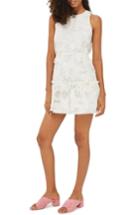 Women's Topshop Metallic Floral Shift Dress Us (fits Like 10-12) - Ivory
