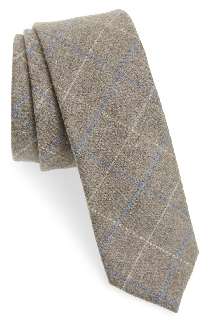 Men's The Tie Bar Biella Windowpane Wool Tie, Size - Grey
