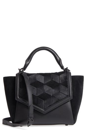 Welden Small Saunter Calfskin Leather & Genuine Calf Hair Top Handle Satchel -