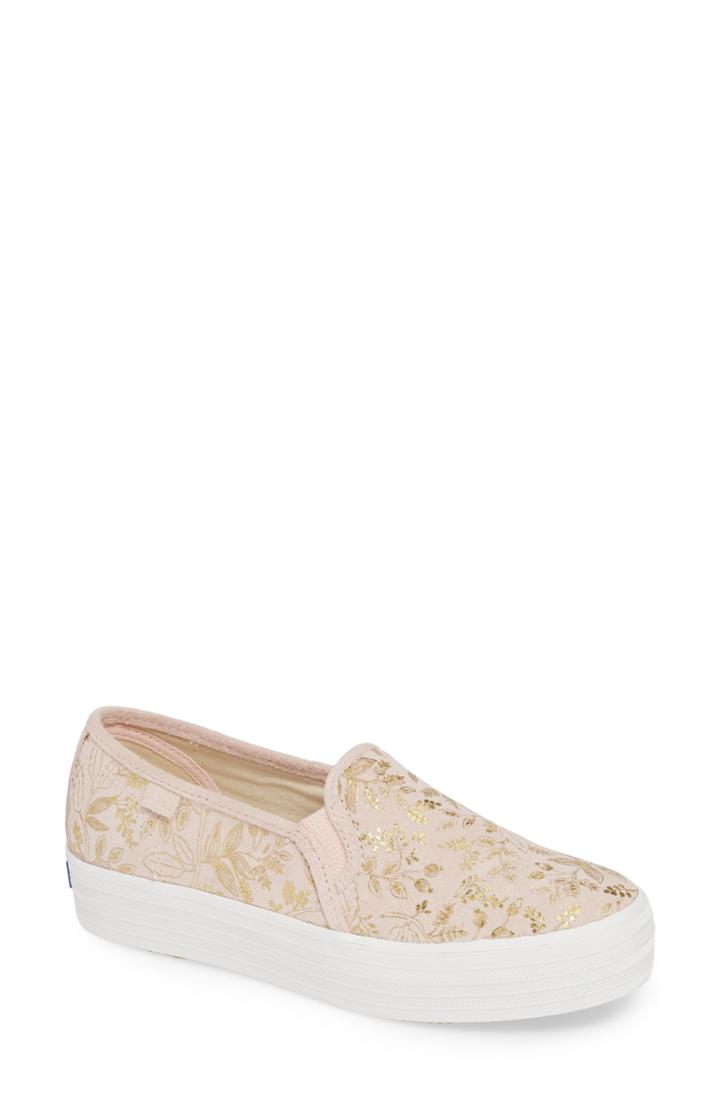 Women's Keds X Rifle Paper Co. Triple Decker Slip-on Sneaker .5 M - Pink
