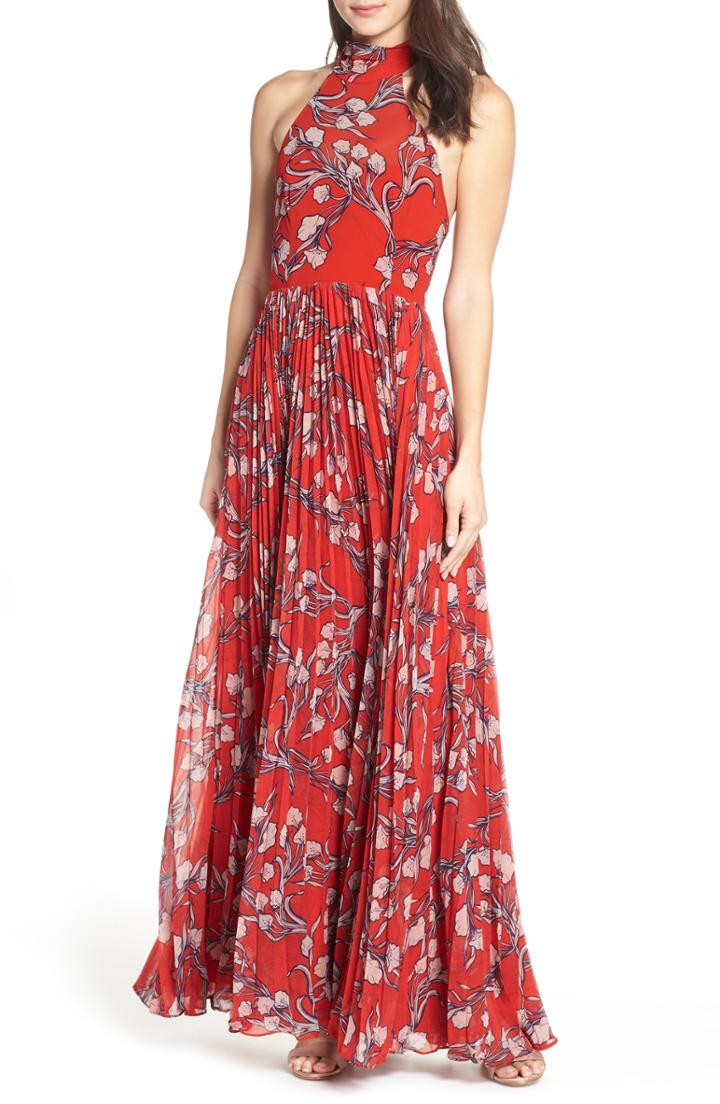 Women's Fame And Partners The Zora Chiffon Evening Dress - Orange