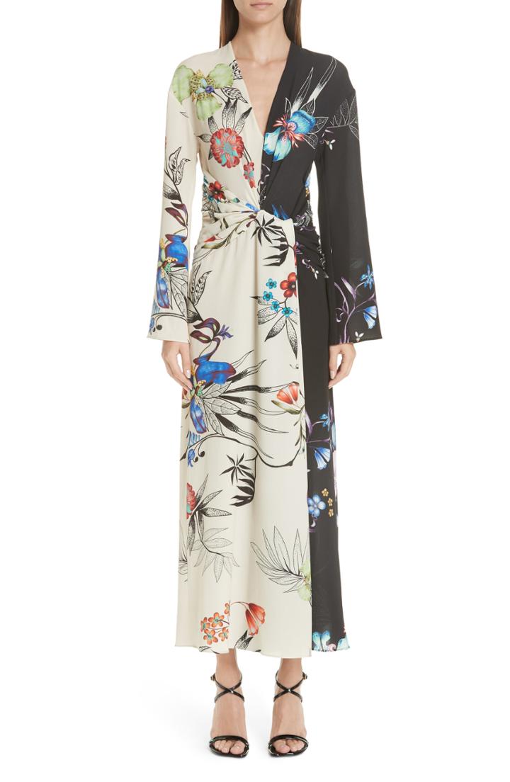 Women's Etro Floral Print Two-tone Dress Us / 38 It - White