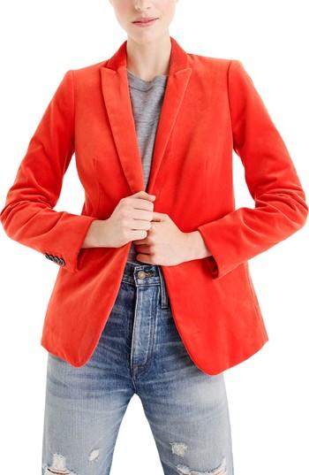 Women's J.crew Parke Velvet Blazer - Orange