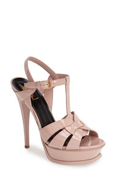 Women's Saint Laurent Tribute T-strap Platform Sandal .5us / 41.5eu - Beige