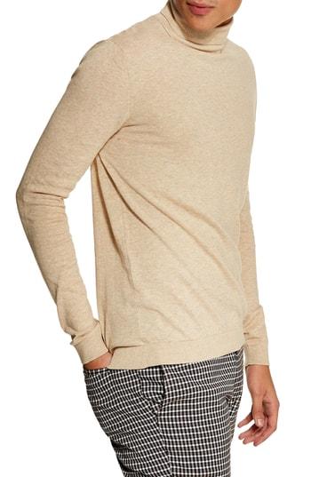 Men's Topman Classic Fit Turtleneck Sweater - Beige